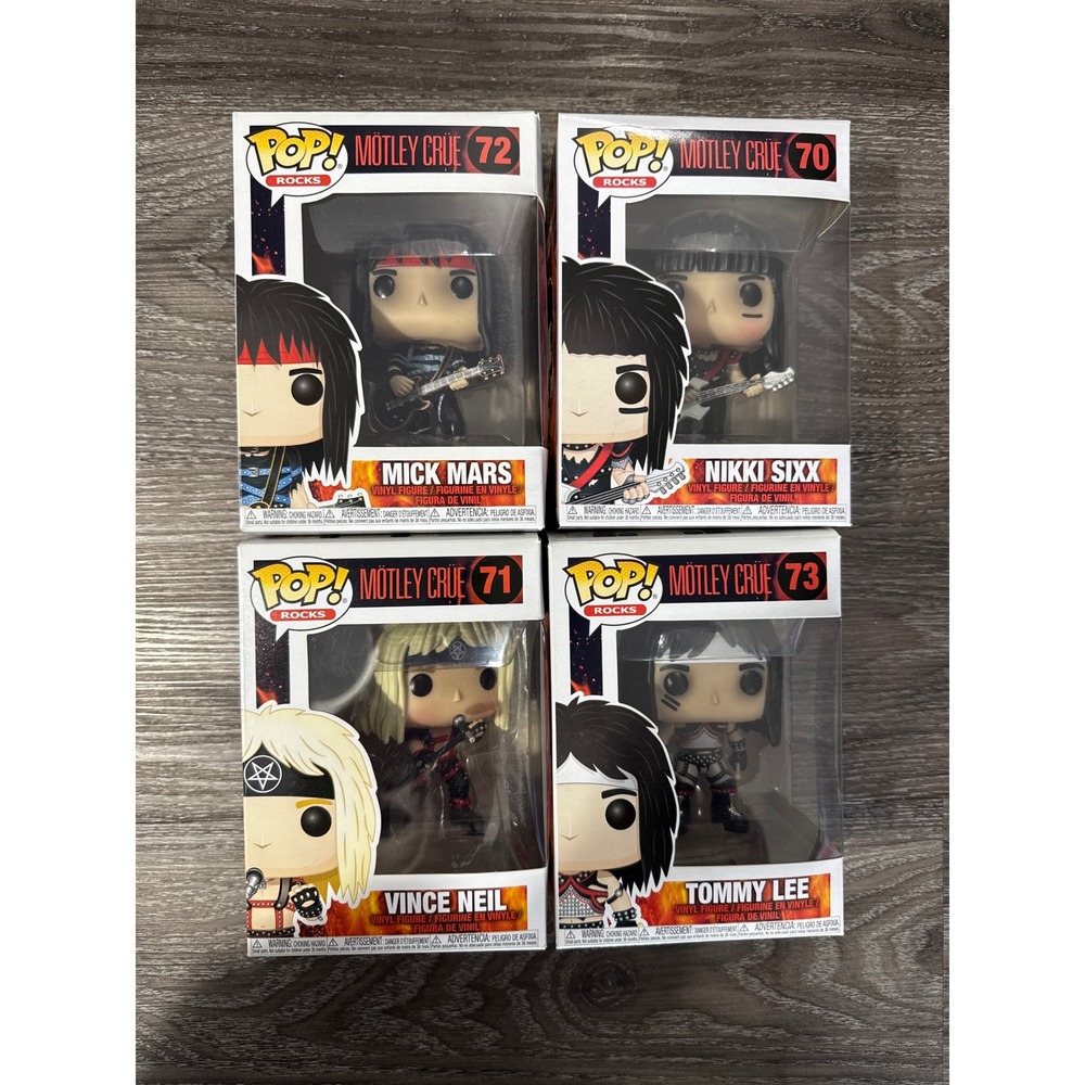 Funko Pop‎ Rocks Motley Crue Set Nikki Sixx Vince Neil Mick Mars Tommy Lee 70-73